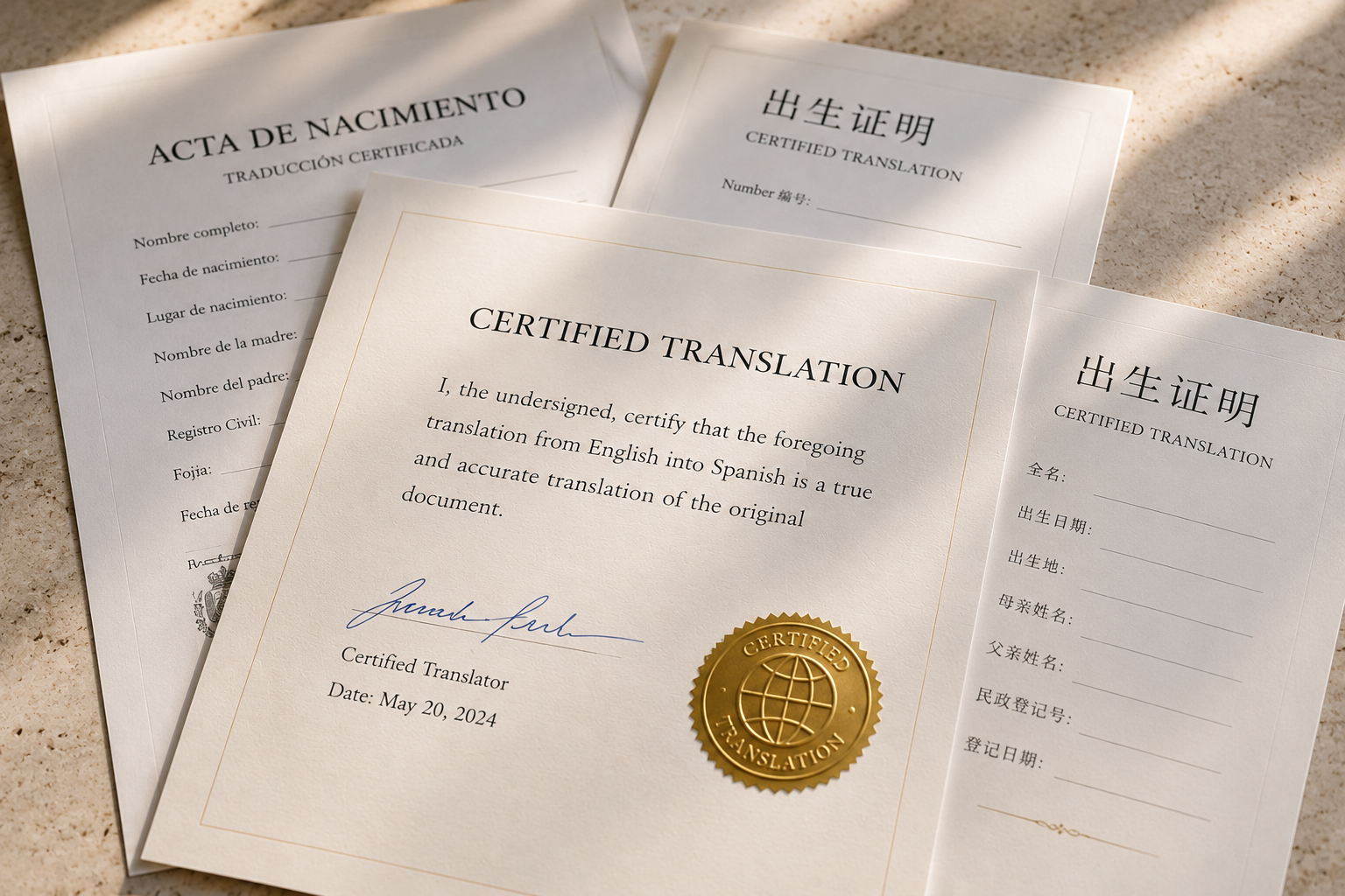 Certified translation documents